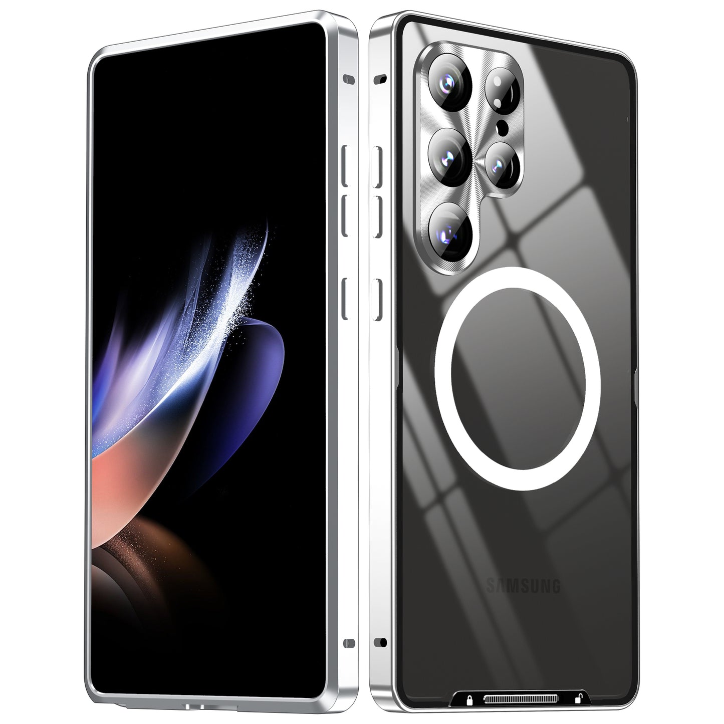 Mattes Metall Magnetisch Magsafe Hülle Samsung Galaxy S26 Ultra S25 Plus S23 S24 FE Aluminiumlegierung Kameralinse Glasfolie Plattiert Stoßfeste Schutzhülle